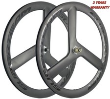 Set ruote in carbonio ad ingranaggio fisso a tre raggi 700C bici da strada/pista bici ruote in carbonio