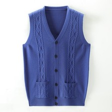 Uomo Cavo Maglia Gilet Cardigan Canottiera Top Maglione Giacca Retrò
