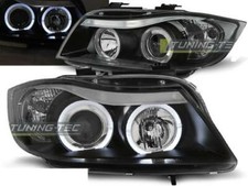 Coppia Fanali Fari BMW Serie 3 E90/E91 Di 2005 A 2008 Angel Eyes Nero