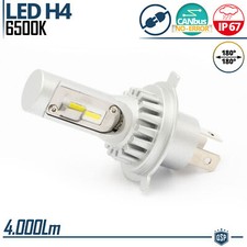 Lampada Auto Moto FULL LED H4 BIANCO POTENTE 6500K 4000LM CANBUS ANTI SFARFALLIO