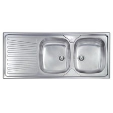 LAVELLO CUCINA DA INCASSO IN ACCIAIO INOX 2 VASCHE CON GOCCIOLATOIO MODELLO M...