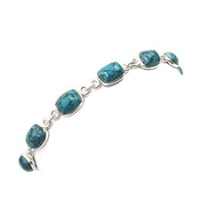 Bracciale in argento 925 18,5 - 17,0 cm turchese vero gioiello uomo donna ste...