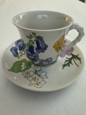 Vintage Ernestine Salerno Italy 880 Multicolor Floral Design, Cup & Saucer Set