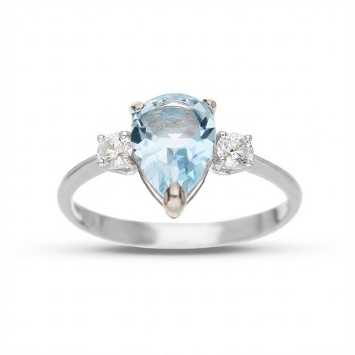 Anello goccia topazio - goccia, azzurro