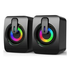Casse audio speaker 6 watt con luci rgb pc notebook smartphone usb 2.0 aux 3.5mm