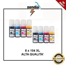 8 x Inchiostro ricarica per Epson Ecotank ET1810 ET2810 ET2821 WF7010 WF7110 104