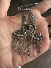 Antica Spilla In Argento  vittoriana Chatelaine