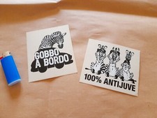 2 adesivi stickers ultras TORINO 100% Anti-Juve/Gobbo a bordo ( Anni 80/90 )