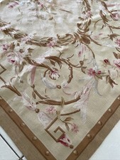 Tappeto vintage Aubusson fatto a mano tappeto francese catena punto ago tappeto 4x6 piedi