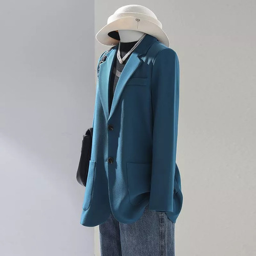 Giacca blu elegante con revers - blu,