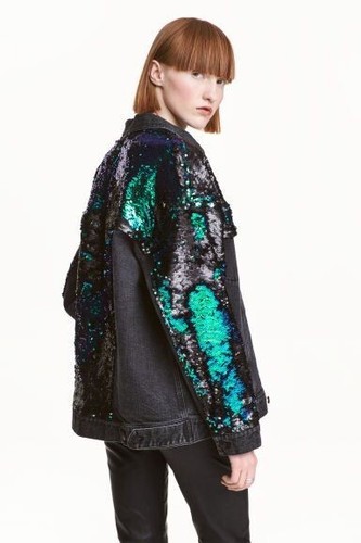 Giacca denim paillettes - hm,