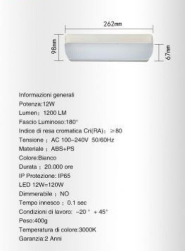 Applique bianco esterno 12w - applique,