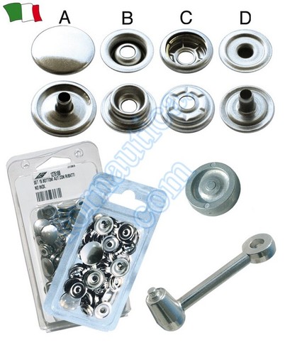 Bottoni acciaio inox 17mm - acciaio,