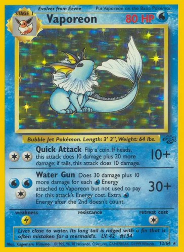 Vaporeon pokemon - 12/64,