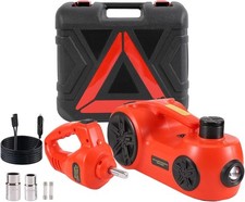 Upgrade Cric Elettrico per Auto + Chiave a Impatto, Rosso e Nero 