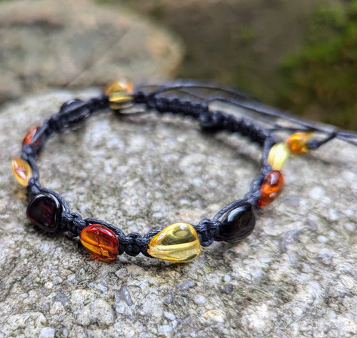 Bracciale ambra nera perline - bracciale,