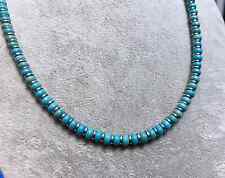 Collana Girocollo Uomo Pietra Naturale Turchese Ematite rondelle argento 5mm