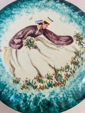 ARTISTICA CERAMICA-COFANETTO DECORATO-COSTUME POPOLARE-ABRUZZO-MARCHE-D'EPOCA