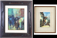 2 quadri Cipriani D'Agostini Funghen Zurigo Como  post impressionismo