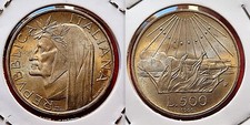 Dante Alighieri anno  lire 500 Argento 1965 - FDS