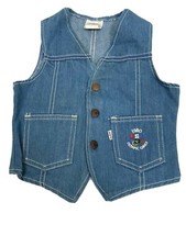 Gilet Vintage Levis Jean Denim 1980 OLIMPIADI Made USA Taglia 4 Bambini Ragazzi Ragazze