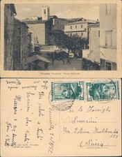 TORNIELLA PIAZZA MATTEOTTI CON MERCATO ANIMATISSIMO E CORRIERA IN ARRIVO-N.47855