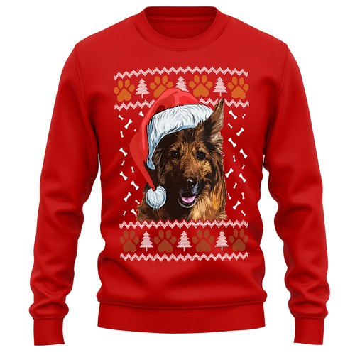 German shepherd christmas - german,