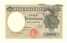 25 LIRE BANCA D'ITALIA AQUILA CON BANDIERA SABAUDA 12/05/1919 SPL