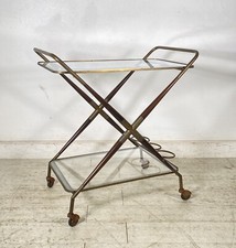 CARRELLO BAR DESIGN CESARE LACCA ANNI 70 VINTAGE ITALY BER TROLLEY 2 RIPIANI OLD