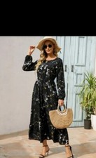 Maxi abiti donna neri floreali