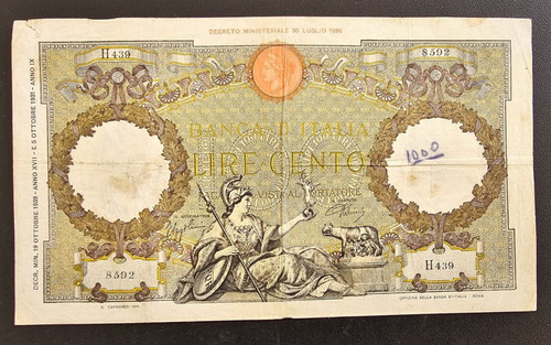 Banconota banca italia - d'italia, 100