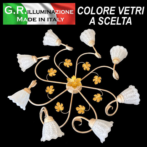 Plafoniera ferro battuto 8 - ferro,