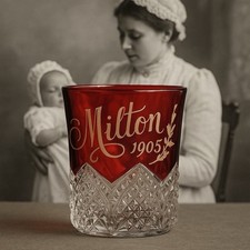Antico bicchiere da nascita Ruby Flash Glass 1905 americano