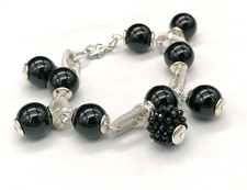 bracciale donna nero argento