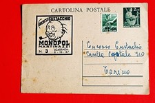 1947 cart. poste lire 2 dem.+ bollo 1 l. personaliz. concorso eustacchio monop.