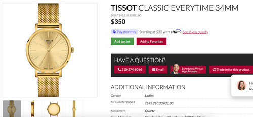 Tissot everytime gold watch - everytime,