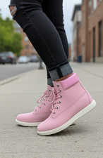 Stivali Timberland Groveton donna ragazza 6 pollici pelle rosa eleganti zip laterale A1P6D