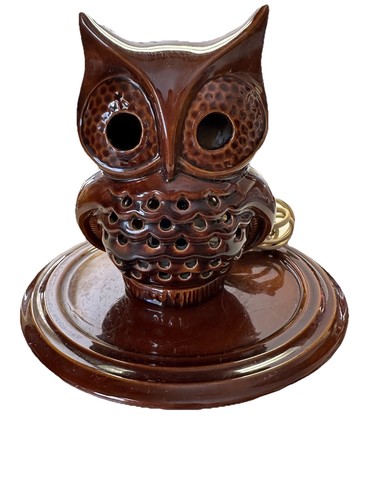 Lampada gufo marrone ceramica