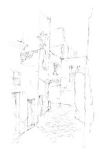 MANDURIA, vicolo lacaita, disegno a matita, puglia salento vino primitivo