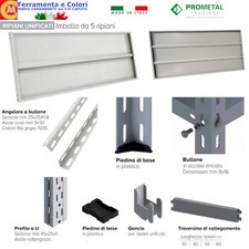 Scaffale a Ripiani Modulare Acciaio Con Rinforzo Ripiano Metallico Set 5Pz ITALY