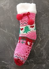 CALZETTONI NATALIZI ANTISCIVOLO IMBOTTITI DONNA CALZE LUNGHE FELPATE INVERNALI