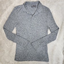 Maglione ASOS uomo grigio muscoloso costine colletto sottile leggero taglia media