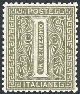 Italia 1863 cifra verde - 1, c.
