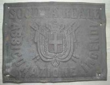 ASSICURAZIONI-INCENDIO-SOCIETA' REALE-TARGA PUBBLICITARIA-ARALDICA-SAVOIA-ANTICA