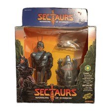 Figurina vintage SECTAURS Guerrieri di Symbion ZAK e BITAUR nuova con scatola 1984 COLECO
