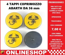 TAPPI COPRIMOZZO ABARTH GIALLI SCORPIONE BORCHIE CERCHI IN LEGA DIAMETRO 56 mm