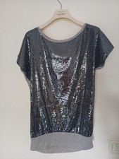 Top paillettes argento maniche