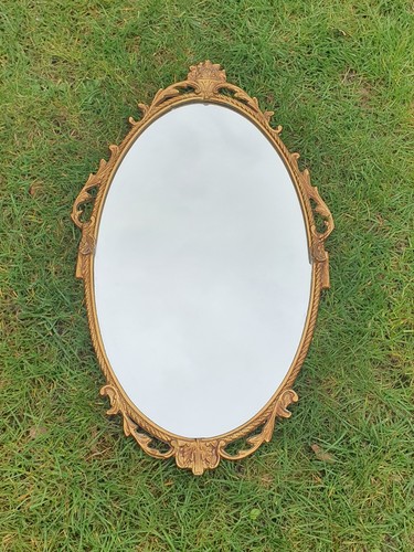 Specchio ovale dorato - , decorato
