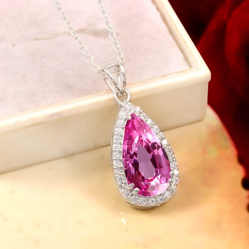 Ciondolo zaffiro rosa aaa - rosa, 925