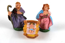 Set 3 Figure Natività Statuine Presepe Miniatura H3,5 cm Sacra Famiglia Natale